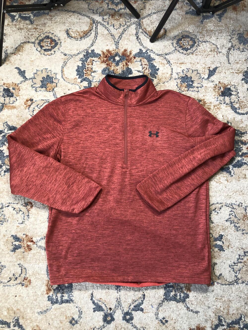 Under Armour Pullover Mens Large Red ColdGear Quarter Zip Fleece Long Sleeve